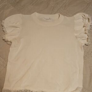 THML Cream Ruffle Sleeve Tee
